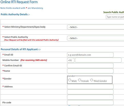 online request form