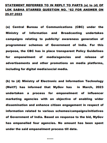 Empanelment of Social Media Agency Answer