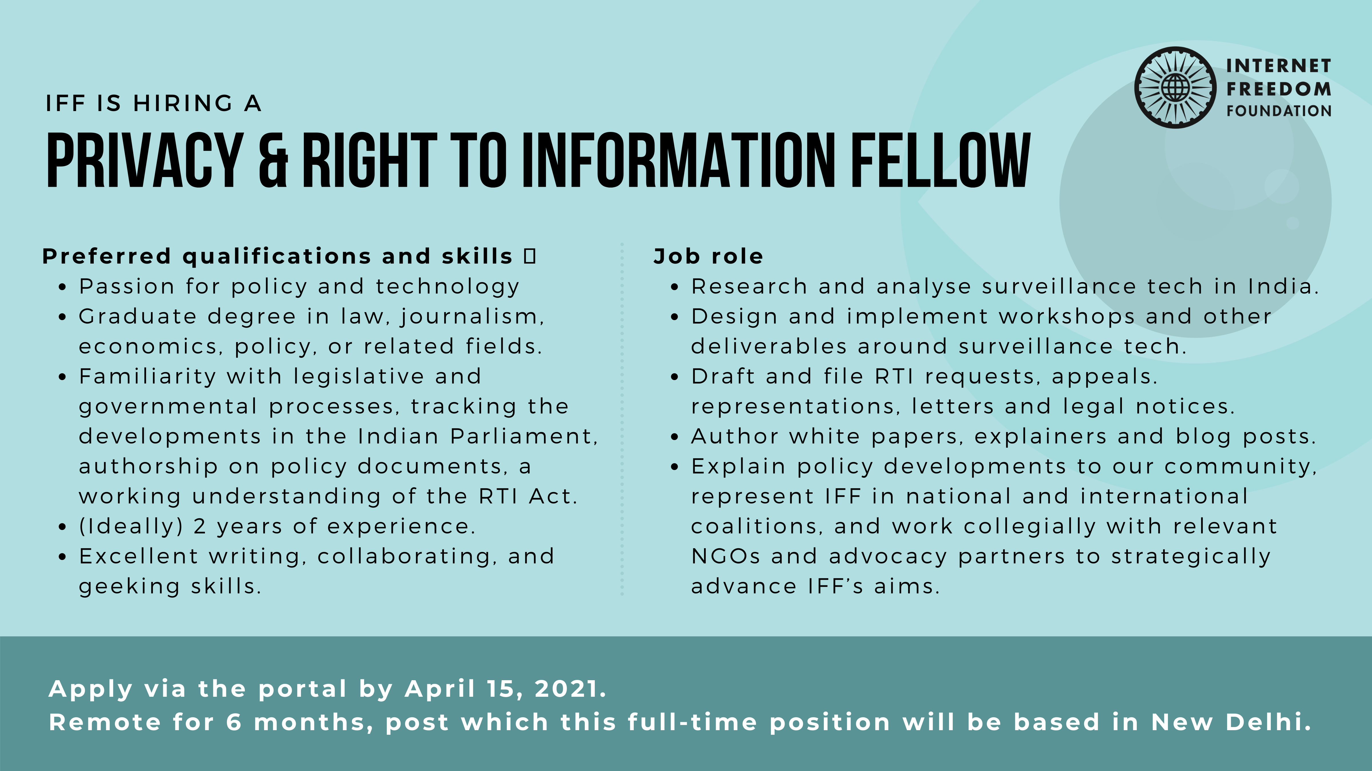 Privacy & Right to Information Fellow